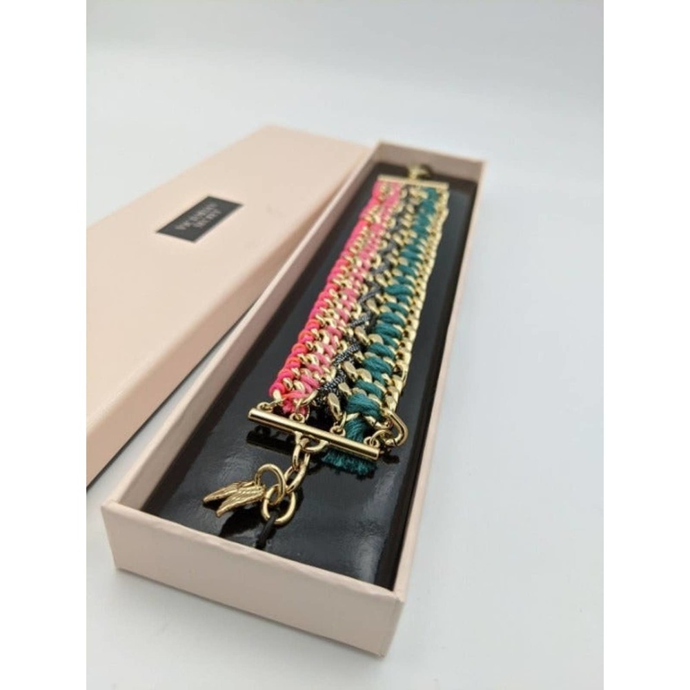 Victoria's Secret Pink Teal Gold Angel Bracelet